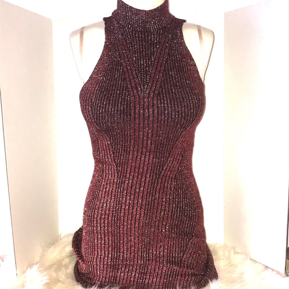 Love Republic wine sleeveless fitted knit dress